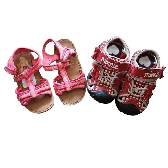 Size 7 Sandal Bundle Lot Minnie Mouse Pink Sparkles toddler - Picture 1 of 1